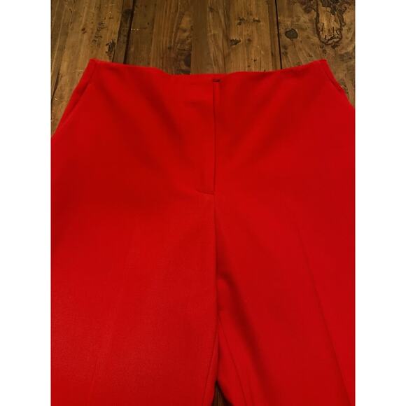 Proenza Schouler Size 6 Red Wool Blend Stretch Wide Leg Pants Pockets Luxury - Picture 4 of 16